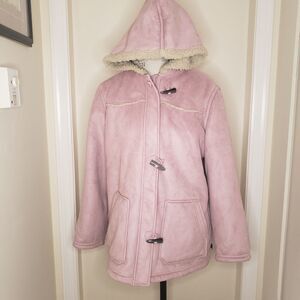 Woolrich Pink Sheerling Overcoat with Hood